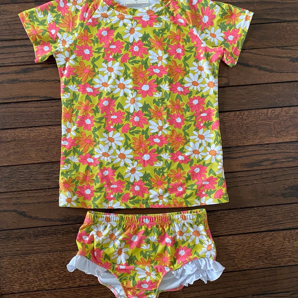 Wren and James girls two-piece rash guard swim suit